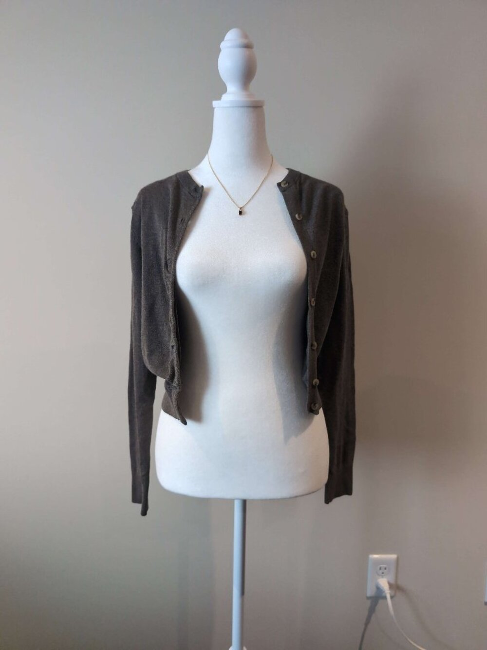 Dark Green Viscose Buttoned Cardigan